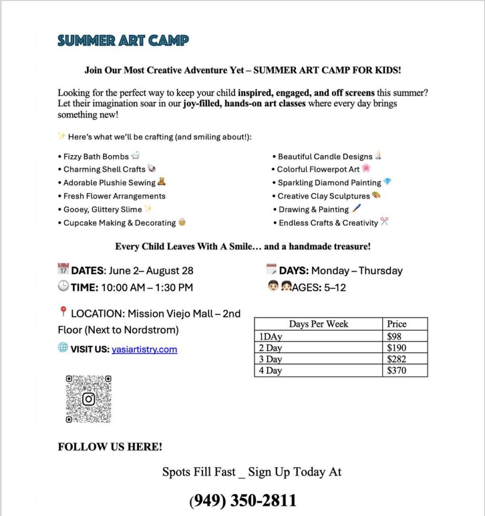 kids art camp Orange County